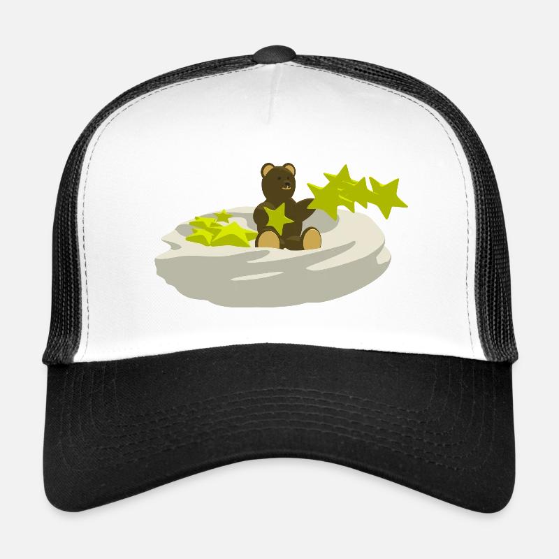 Bär auf Wolke mit Sternen - Trucker Cap - Weiß/Schwarz