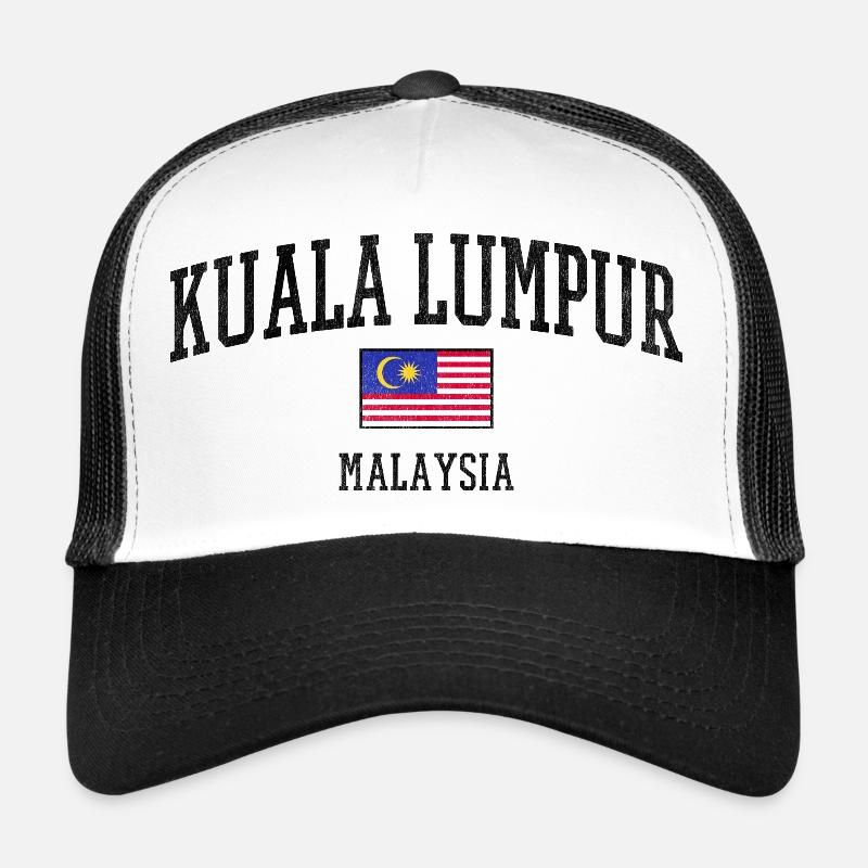 Drapeau malaisien en contraste nocturne - Casquette trucker - blanc/noir