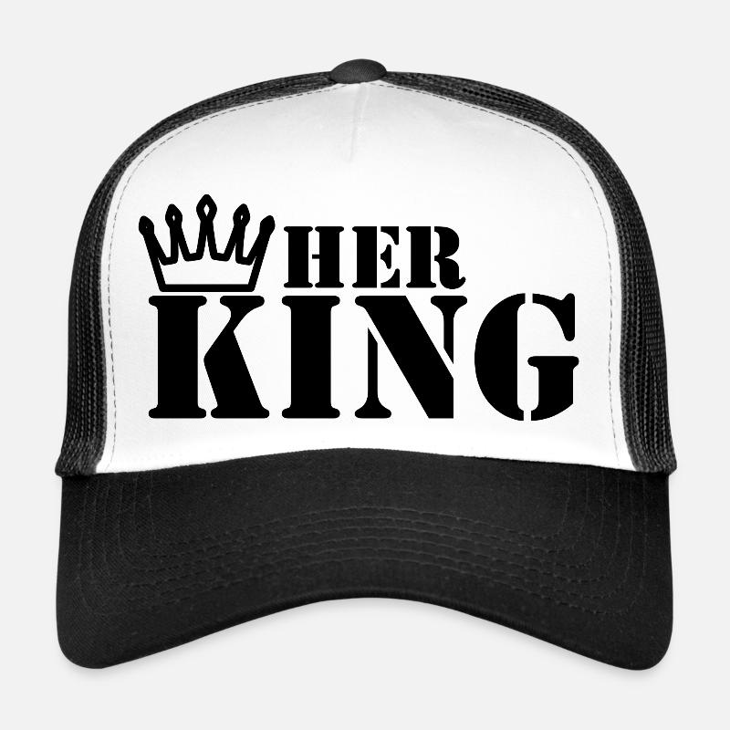 her king his queen couple black - Trucker Cap - white/black