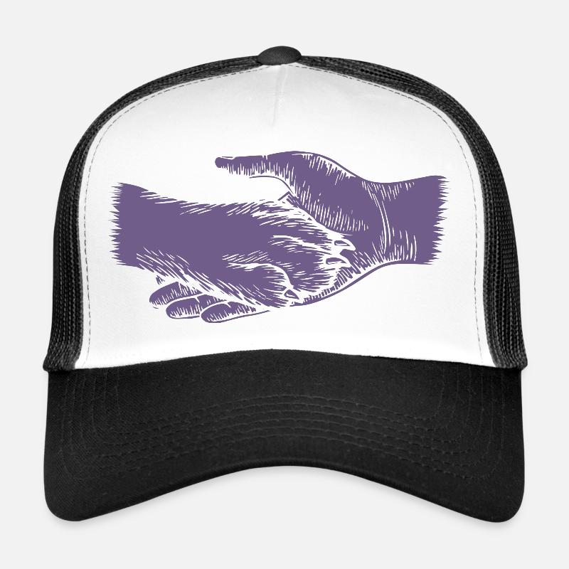Dog and Master - Hand and Paw Silhouette Trucker Cap