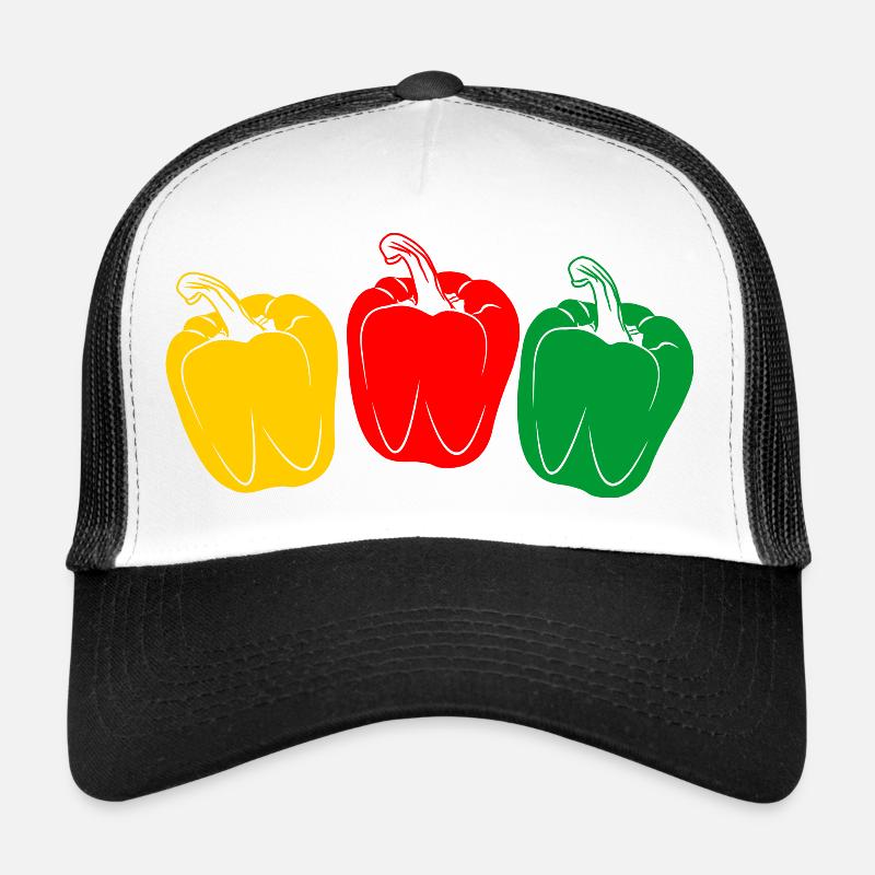 Drei Farben Paprika - Trucker Cap - Weiß/Schwarz