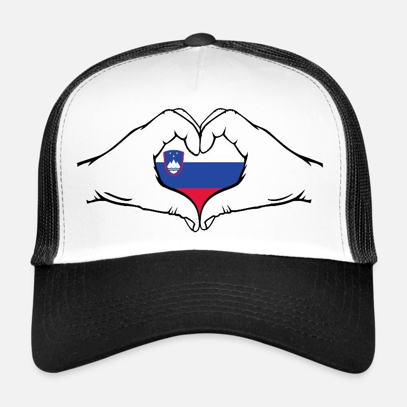 Slovenia Flag Heart Shape Trucker Cap