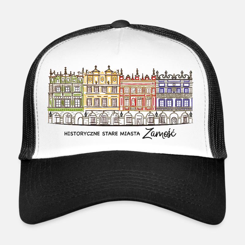 Zamosc en Pologne, façades sur le marché, dessin à la main Casquette trucker 