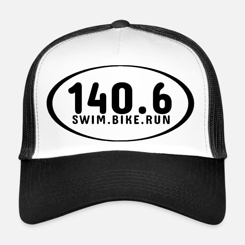 140.6 SWIM.BIKE.RUN. - Trucker Cap - Weiß/Schwarz