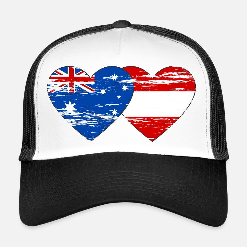 Australia Austria Flag Heart Flag used Trucker Cap