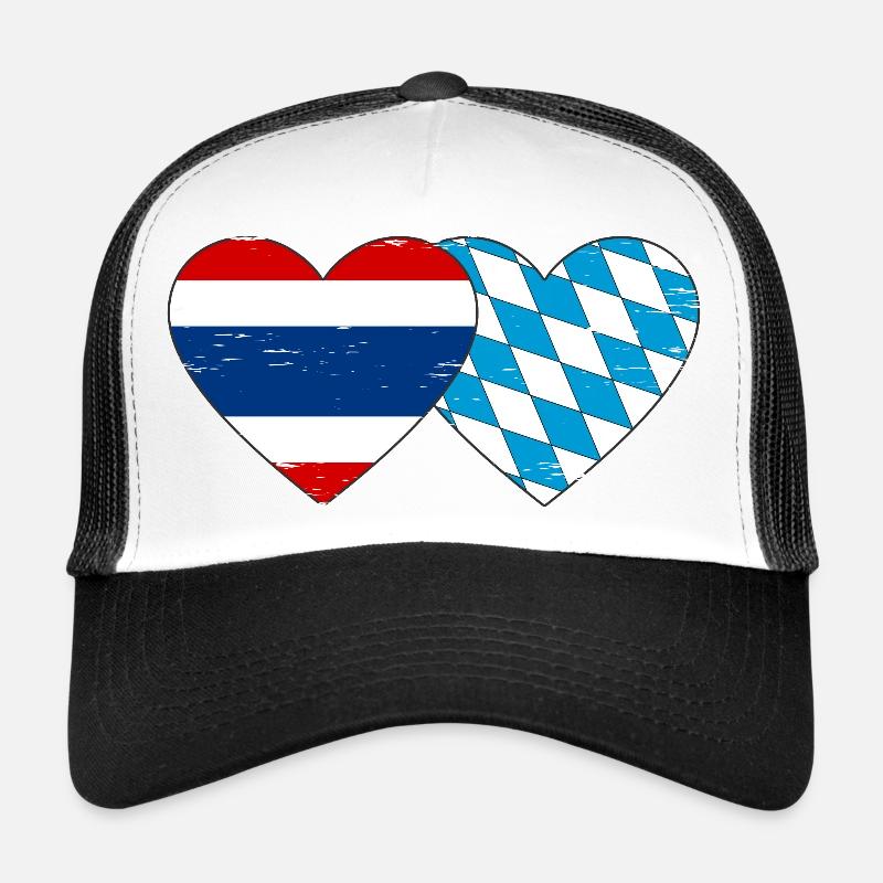 Thaïlande Bavière Drapeau Coeur utilisé Casquette trucker 
