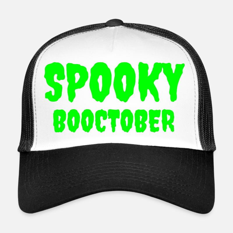 Spooky Booctober Jack-O'-Lantern Design - Casquette trucker  - blanc/noir