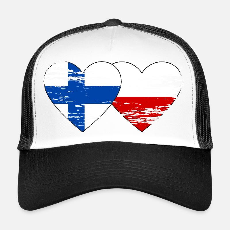 Finlande Pologne Drapeau Coeur utilisé Casquette trucker 