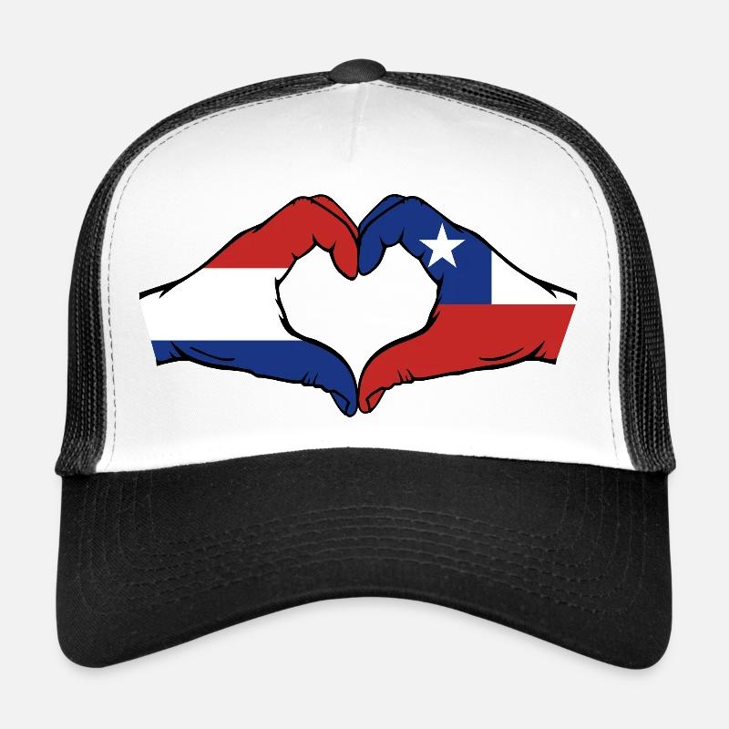 Holland Chile Flag Hands Heart Shape Trucker Cap