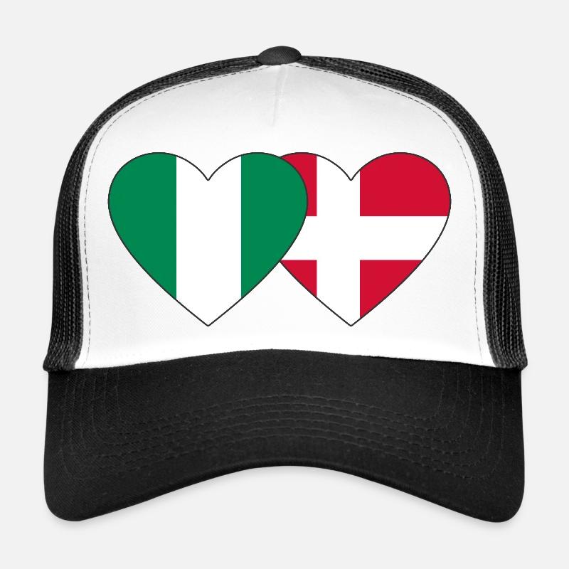 Nigeria Danemark Drapeau Coeur Casquette trucker 