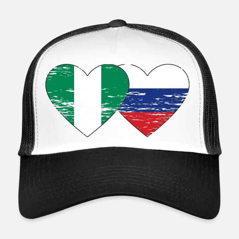 Nigeria Russie Drapeau Coeur Utilisé Casquette trucker 
