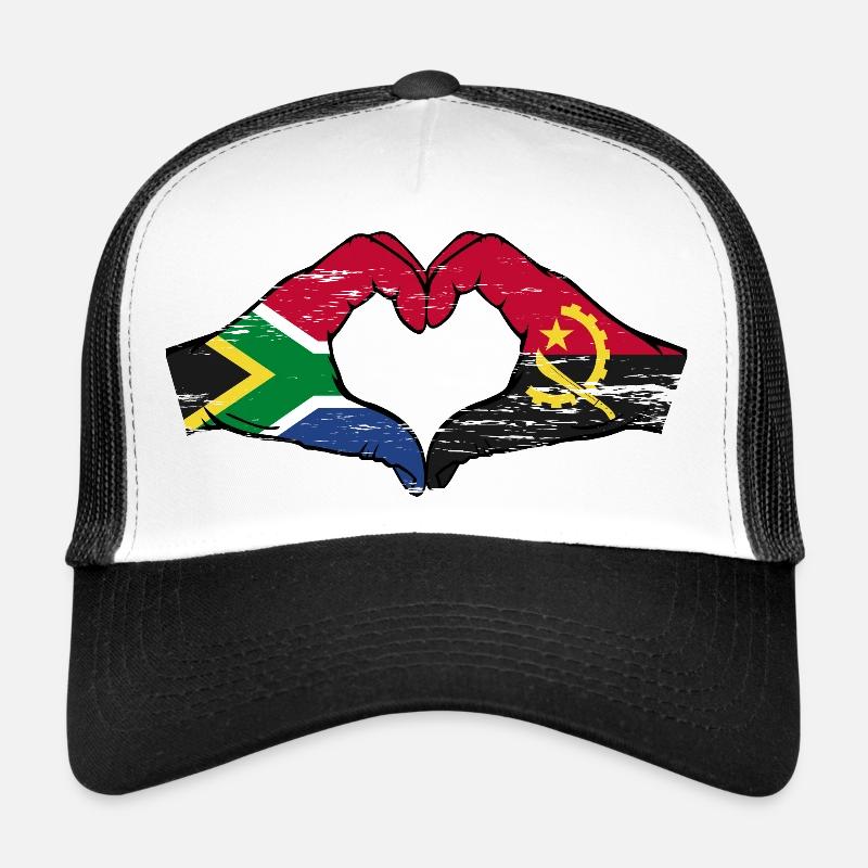 Afrique du Sud Angola drapeau mains forme de coeur utilisé Casquette trucker 