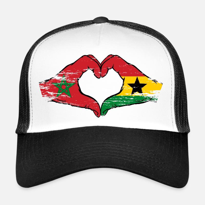 Drapeau du Maroc Ghana mains forme de coeur utilisé Casquette trucker 