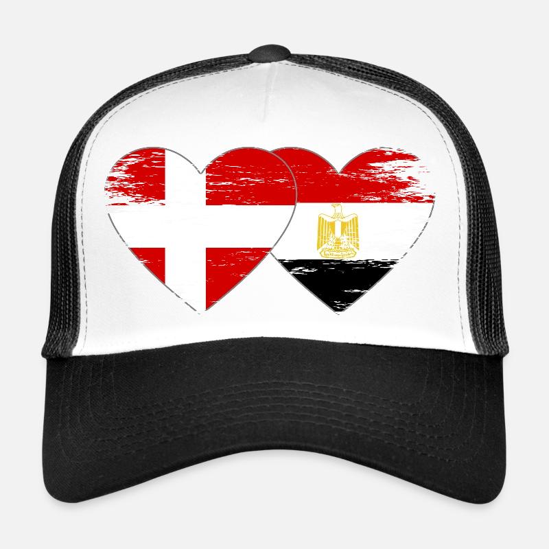 Danemark Egypte drapeau mains coeur forme utilisé Casquette trucker 