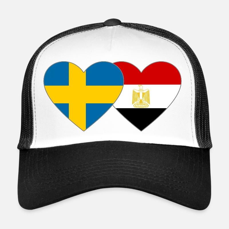 Suède Égypte Drapeau Mains Coeur Forme Casquette trucker 