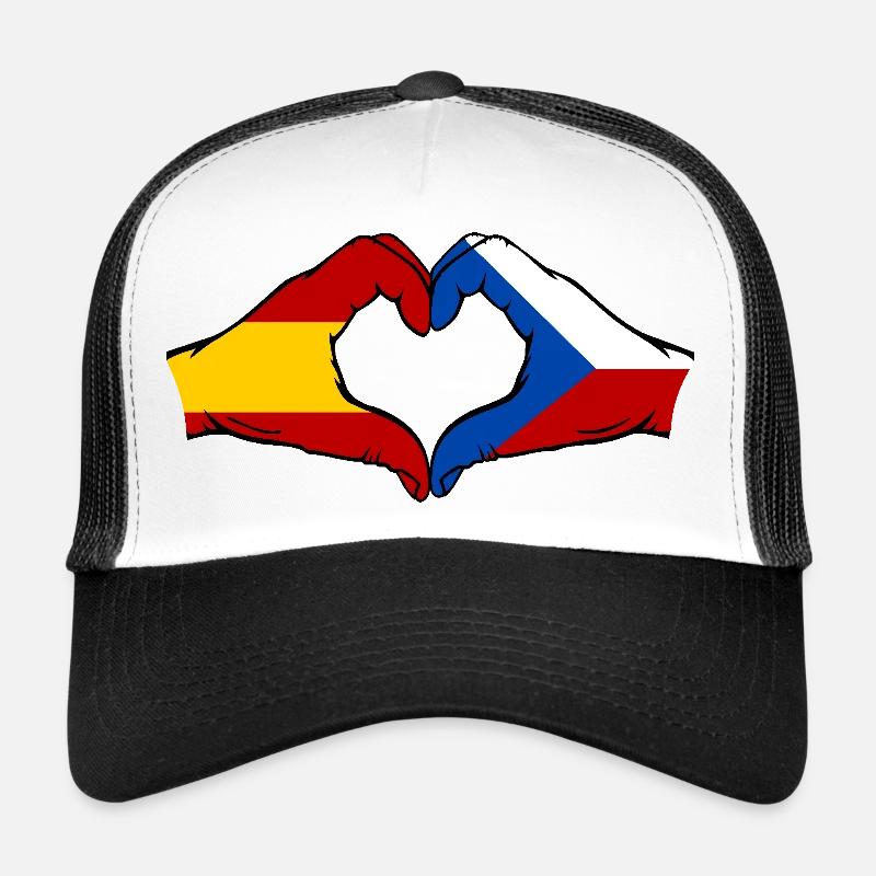 Espagne République tchèque Drapeau Mains Coeur Casquette trucker 