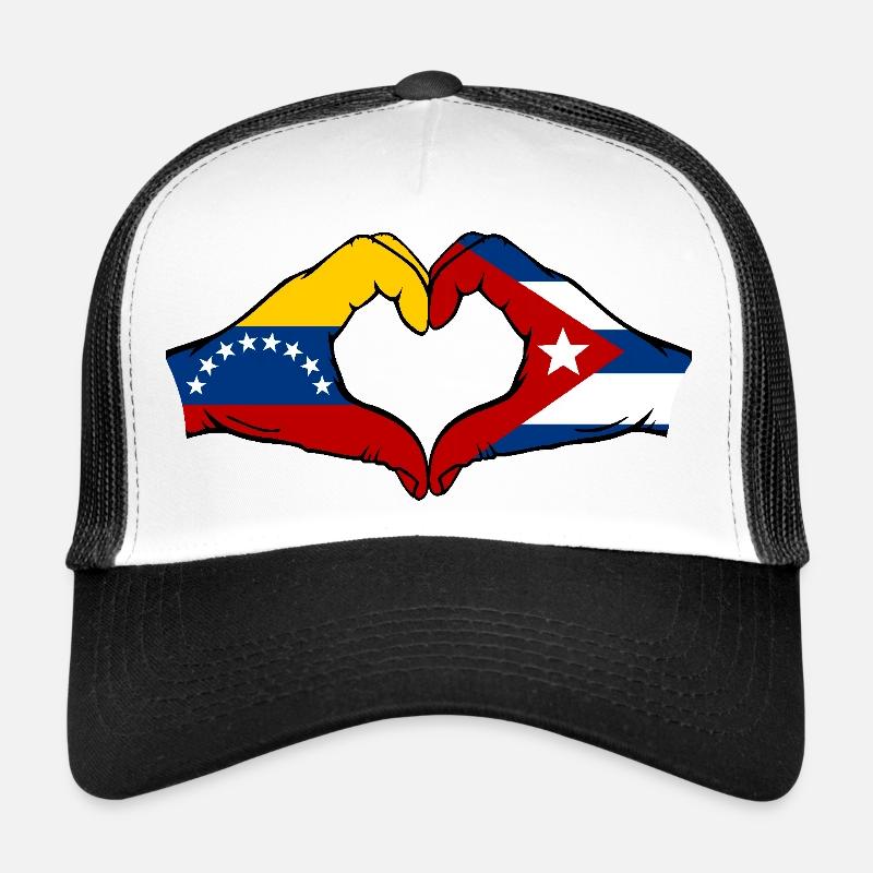 Venezuela Cuba Drapeau Mains Coeur Forme Casquette trucker 