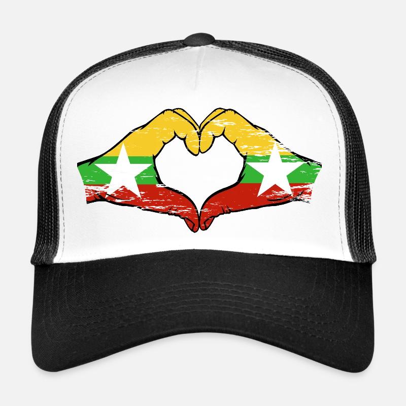 Myanmar Flagge Hände Herzform used Trucker Cap
