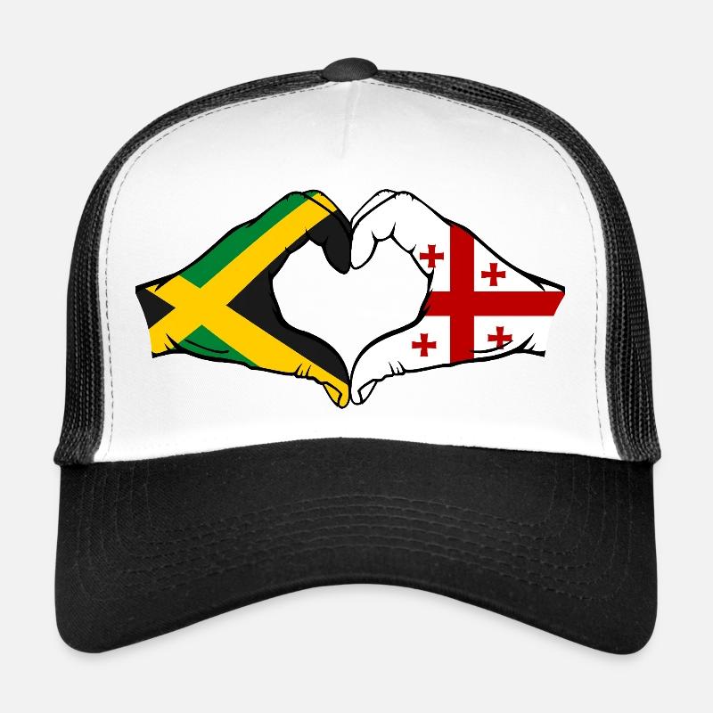 Jamaica Georgia Hands Heart Shape Trucker Cap