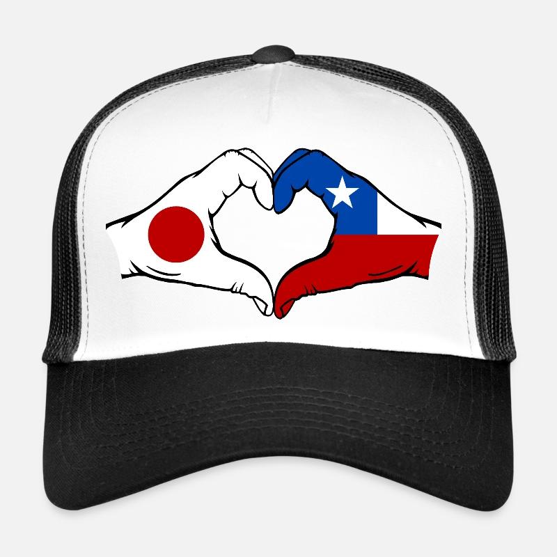 Japon Chili Drapeau Mains Coeur Forme Casquette trucker 