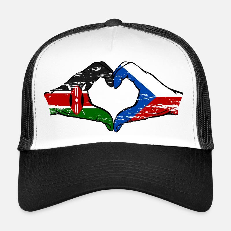 Kenya République tchèque drapeau mains cœur utilisé Casquette trucker 