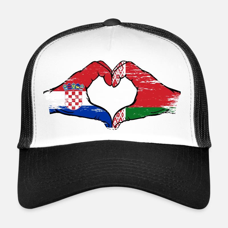 Croatie Biélorussie drapeau mains forme de coeur utilisé Casquette trucker 