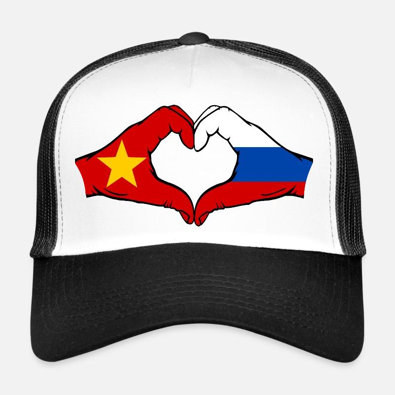 Vietnam Russie Drapeau Mains Coeur Forme Casquette trucker 