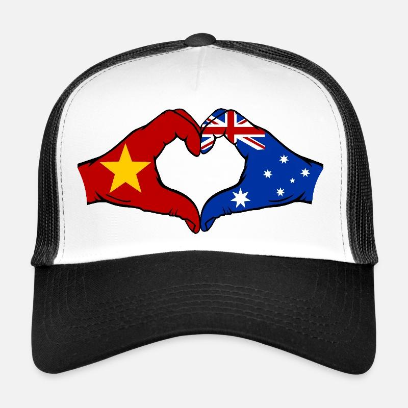 Vietnam Australien Flagge Hände Herzform - Trucker Cap - Weiß/Schwarz