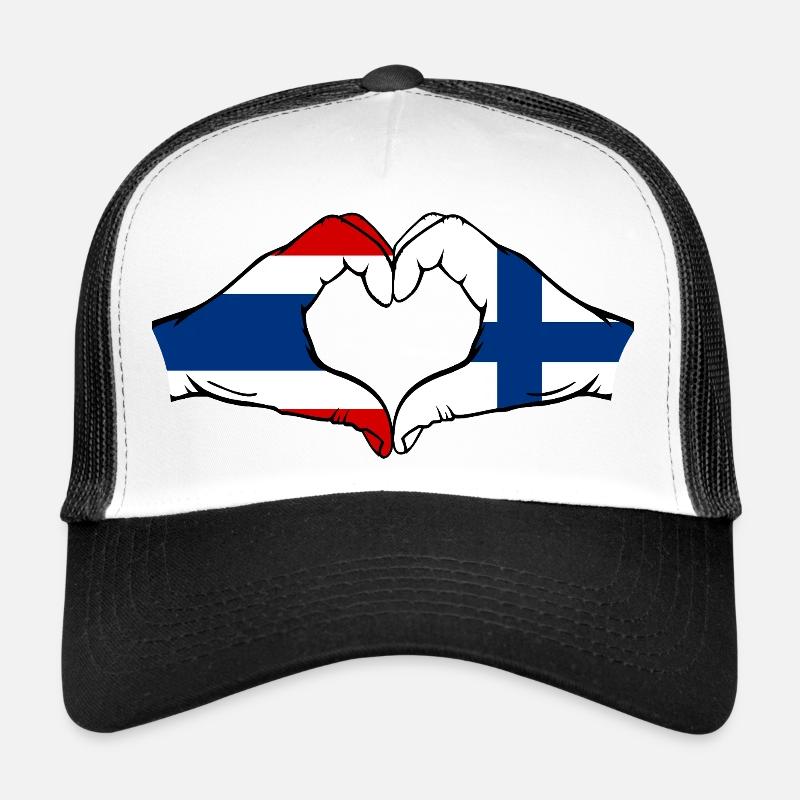 Thaïlande Finlande Drapeau Mains Coeur Forme Casquette trucker 