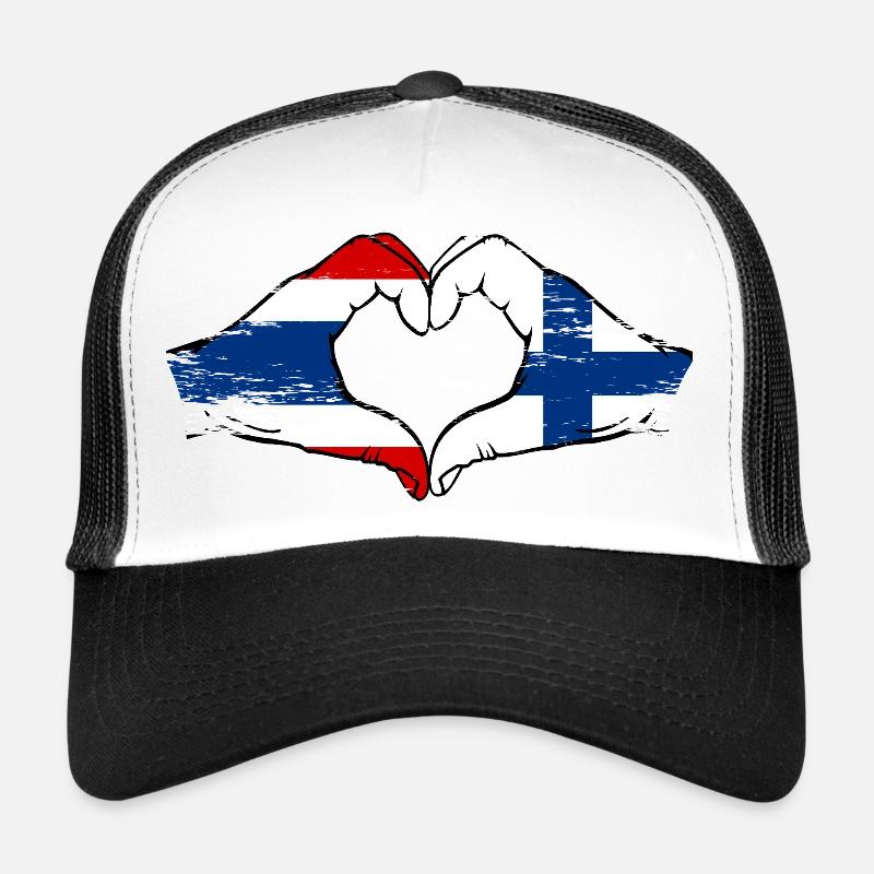 Thaïlande Finlande Drapeau Mains Coeur Forme Casquette trucker 