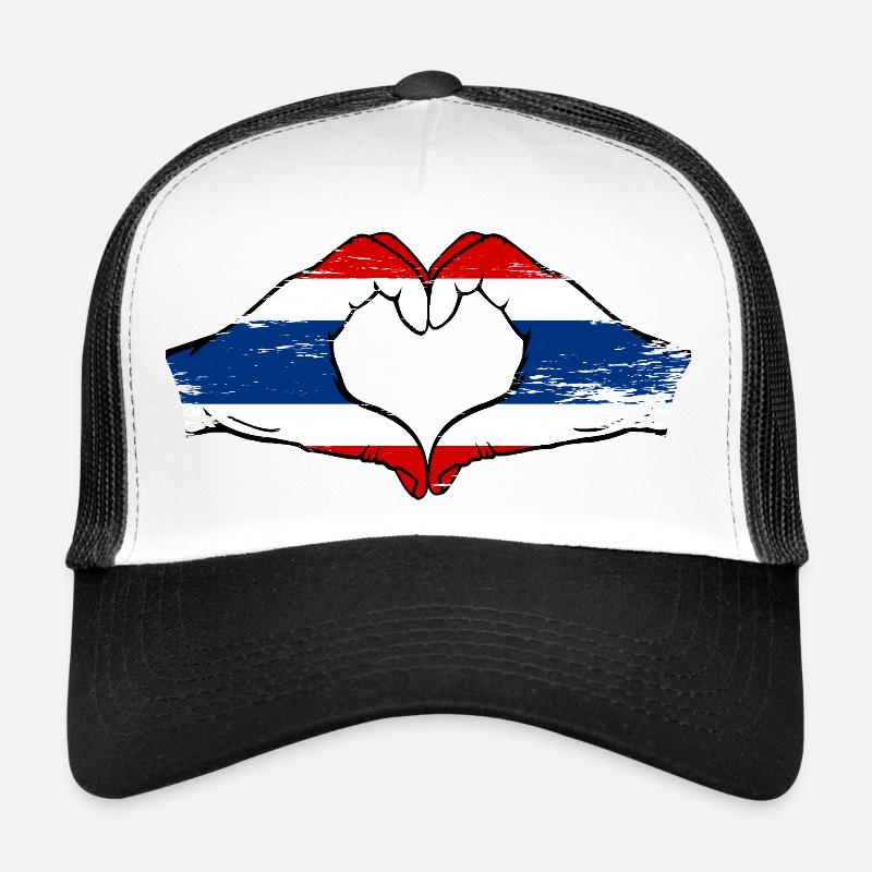 Drapeau de la Thaïlande mains forme coeur utilisé Casquette trucker 