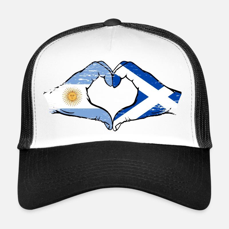Argentine Ecosse drapeau mains forme de coeur utilisé Casquette trucker 