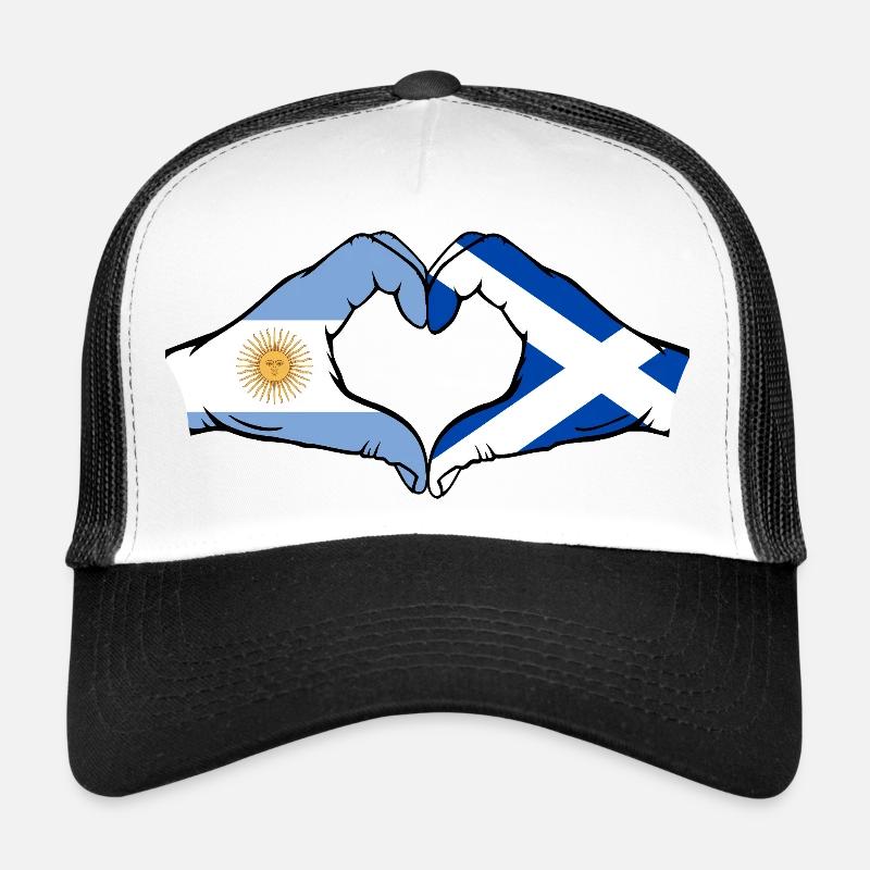 Argentine Ecosse Drapeau Mains Coeur Forme Casquette trucker 