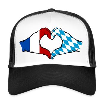 Frankreich Bayern Flagge Hände Herzform - Trucker Cap - Weiß/Schwarz - Vorne