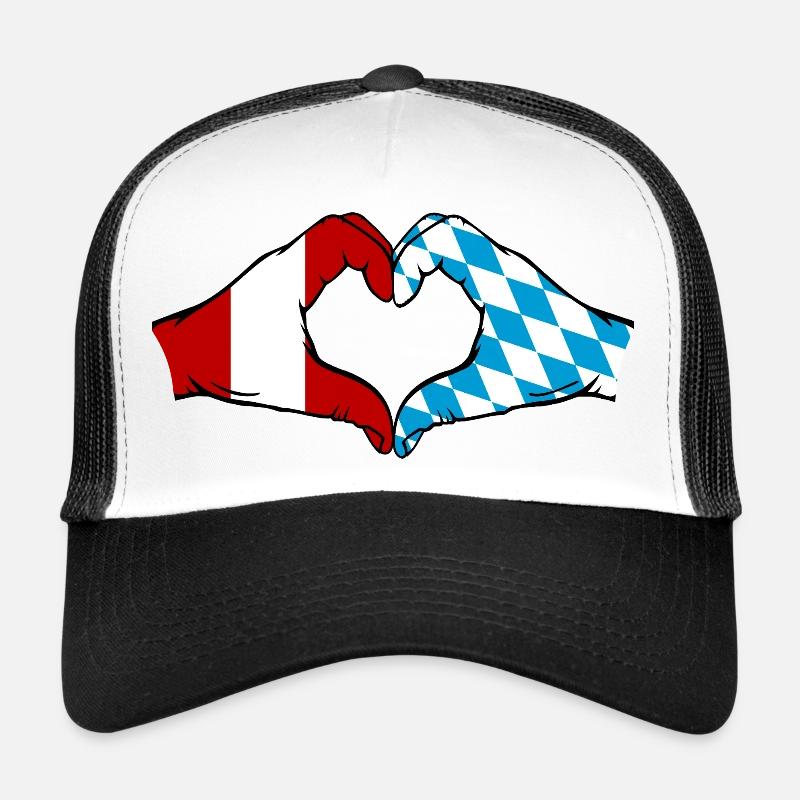 Pérou Bavière drapeau mains forme coeur Casquette trucker 