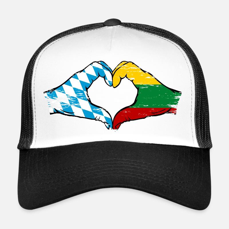 Bavière, Lituanie, drapeau, aiguilles, forme de coeur utilisé Casquette trucker 