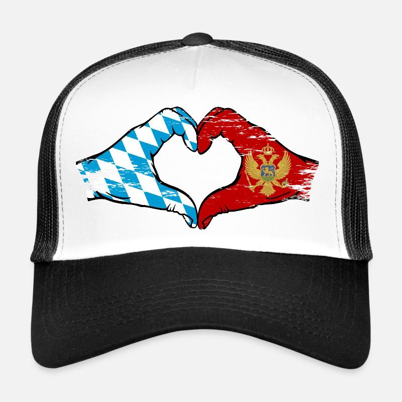 Bavière, Monténégro, drapeau, mains, forme de coeur utilisé Casquette trucker 