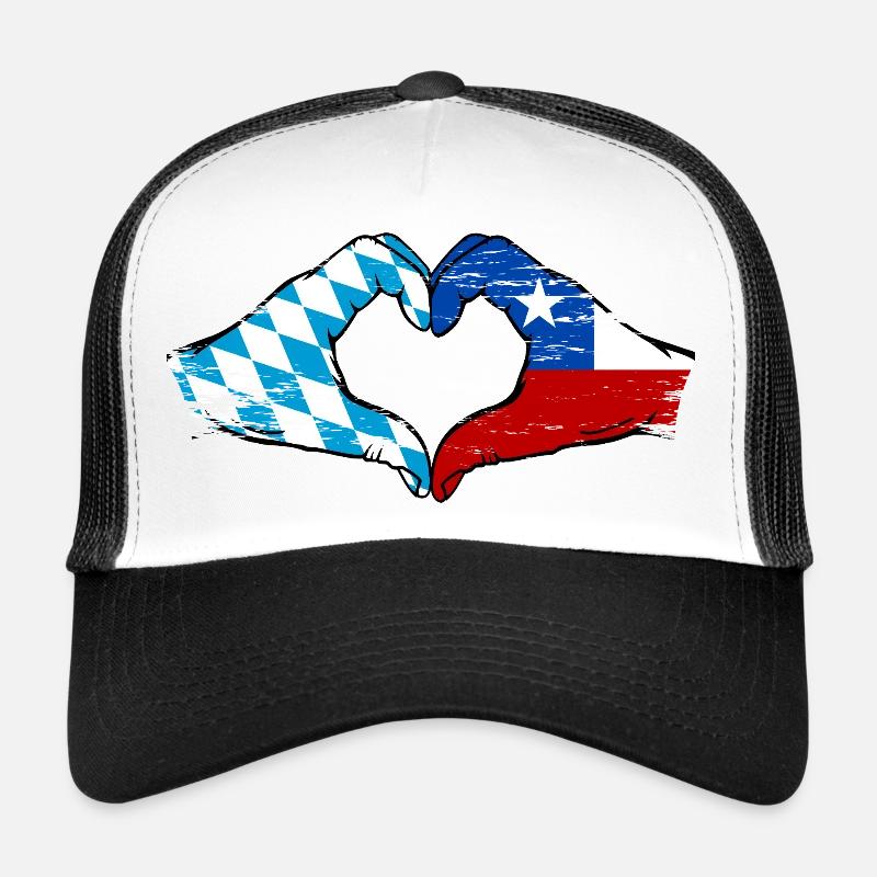 Bavière, Chili, drapeau, aiguilles, forme de coeur utilisé Casquette trucker 
