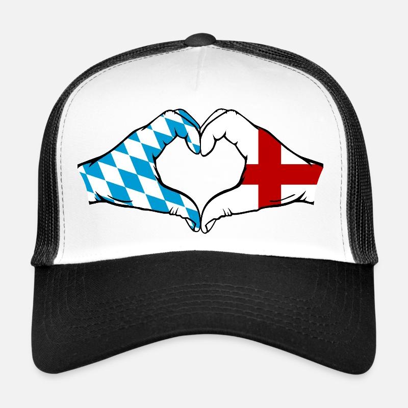 Bavière, Angleterre, Drapeau, Forme de coeur Casquette trucker 
