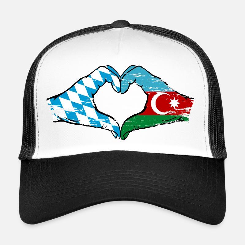 Bavière, Azerbaïdjan, Drapeau, Mains, Forme de coeur Utilisé Casquette trucker 