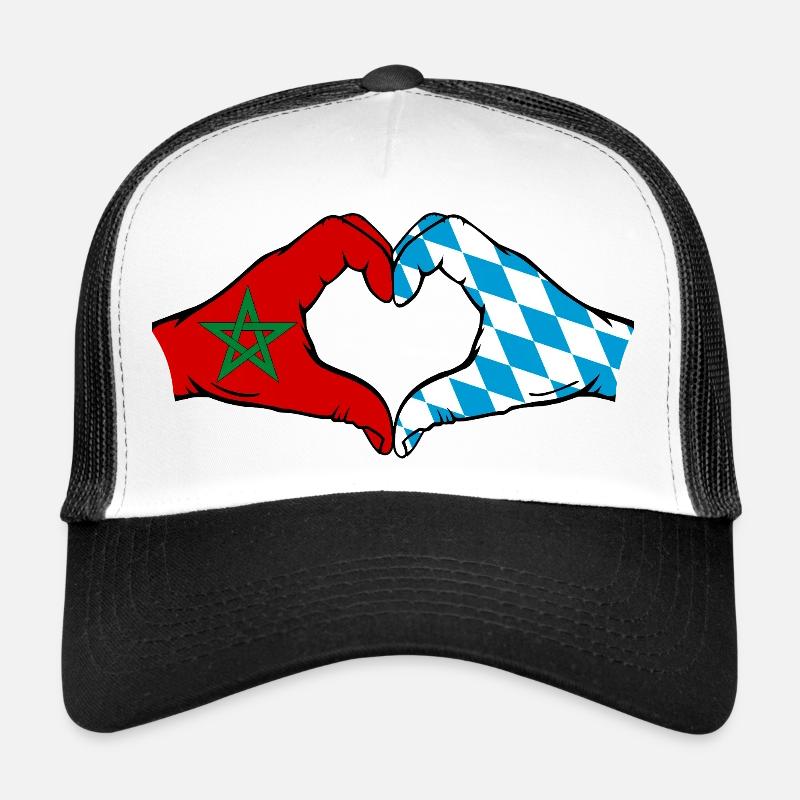 Maroc Bavaroise Drapeau Mains Coeur Forme Casquette trucker 
