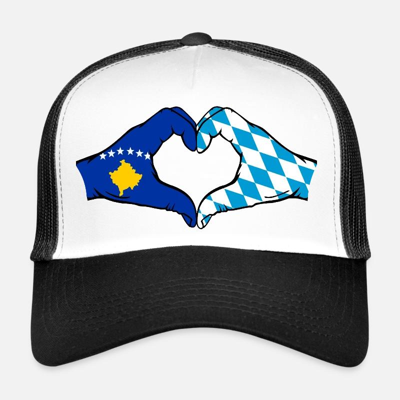 Kosovo Bavière drapeau mains coeur forme Casquette trucker 