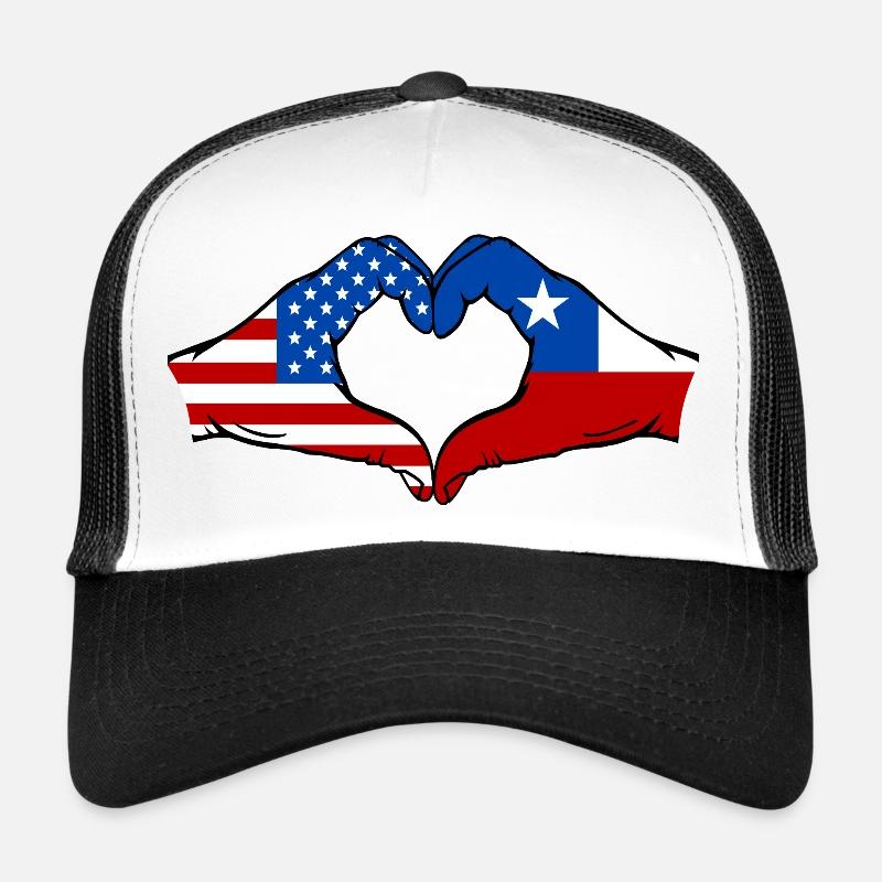 États-Unis Drapeau du Chili main coeur forme Casquette trucker 