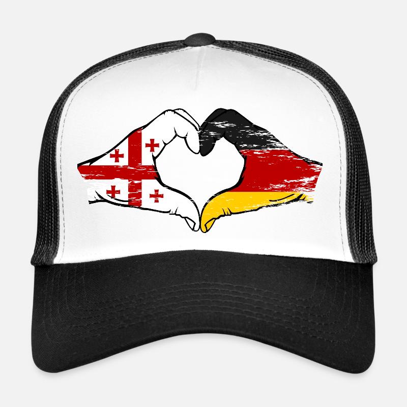 Géorgie Allemagne Drapeau Mains Coeur Forme utilisation Casquette trucker 