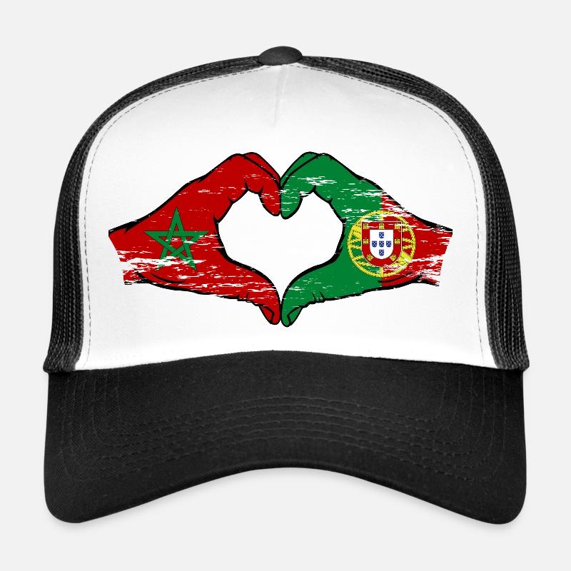 Maroc Portugal drapeau mains forme coeur utilisé Casquette trucker 