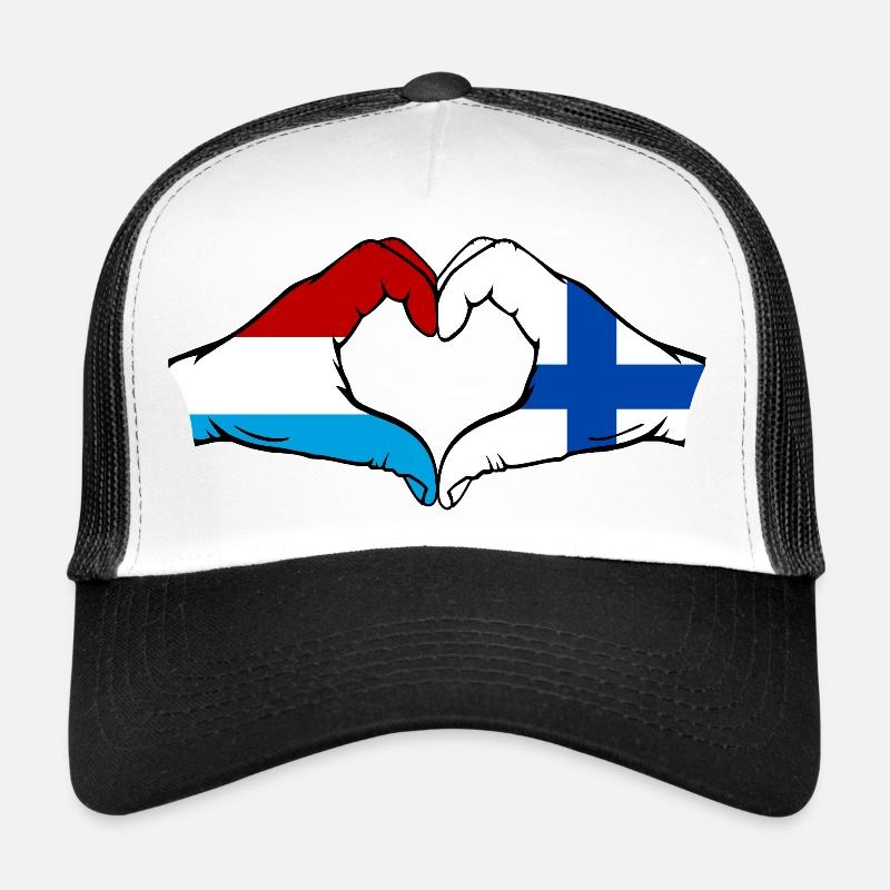 Luxembourg Finlande Drapeau Mains Coeur Forme Casquette trucker 