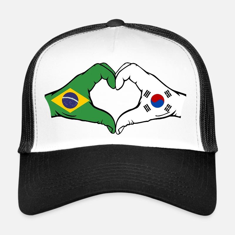 Brésil Corée du Sud Mains Coeur Forme Casquette trucker 