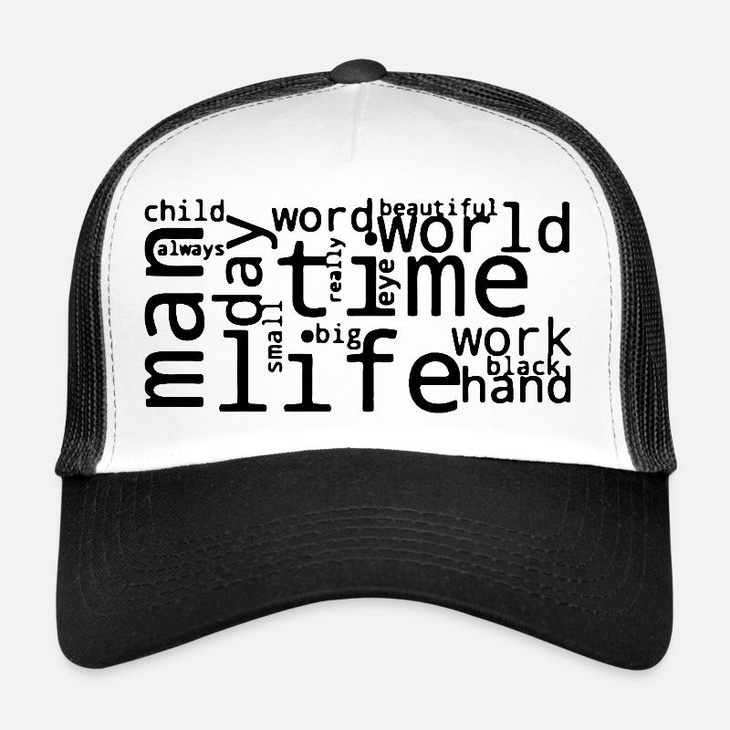 Stylized Frequent English Word Cloud Trucker Cap