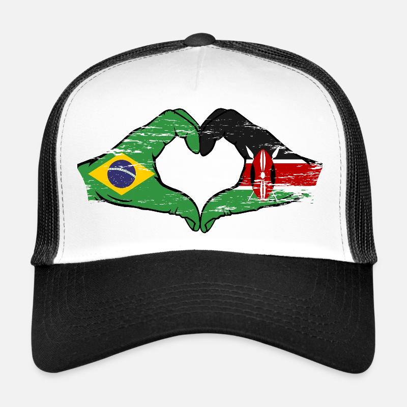 Brésil Kenya drapeau mains forme de cœur utilisé Casquette trucker 