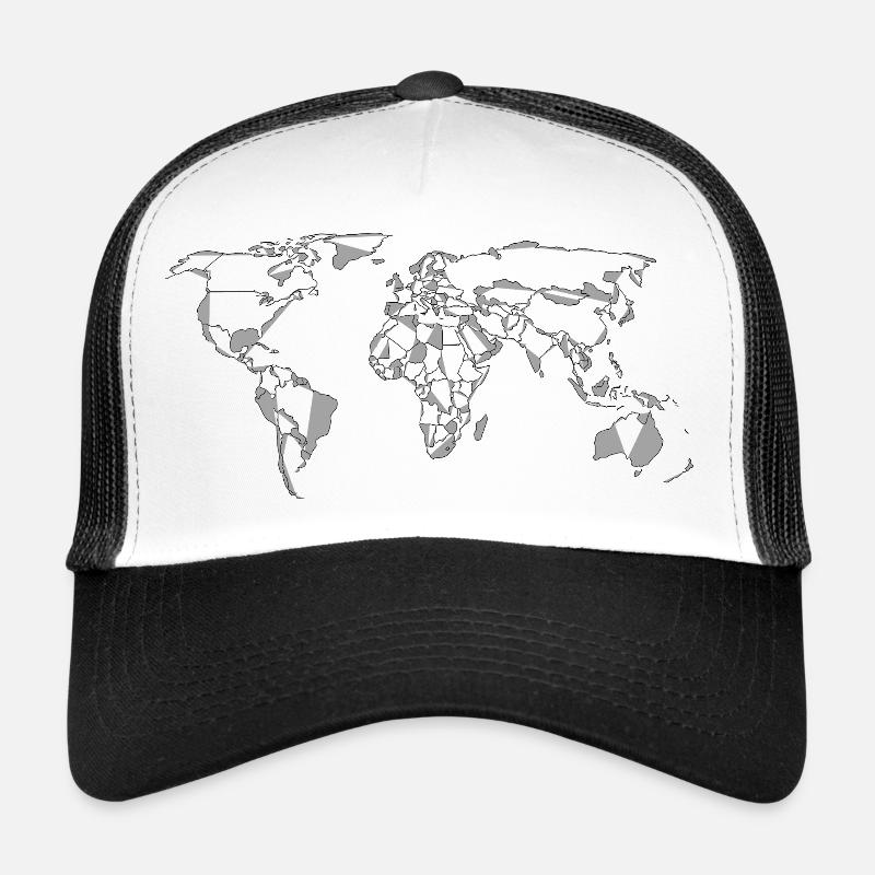 Conception de mosaïque de carte du monde - Casquette trucker  - blanc/noir